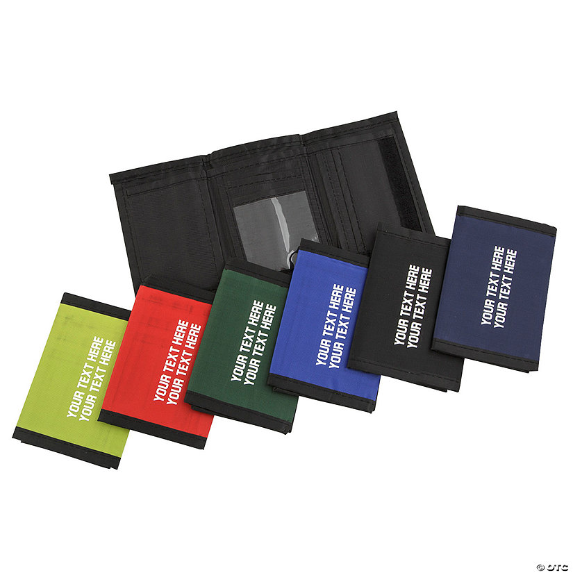 4 3/4&quot; x 3 1/2&quot; Personalized Polyester Tri-Fold Wallets - 12 Pc. Image Thumbnail