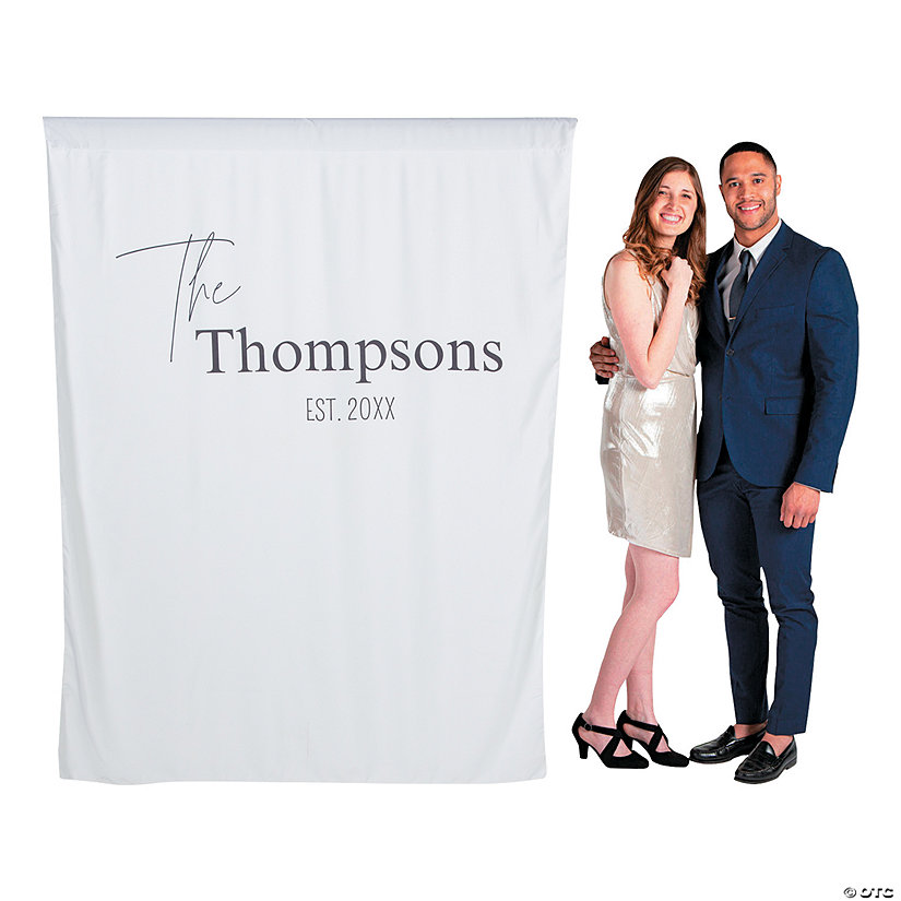 4 Ft. x 5 Ft. Personalized Last Name Wedding Polyester Fabric Backdrop Image