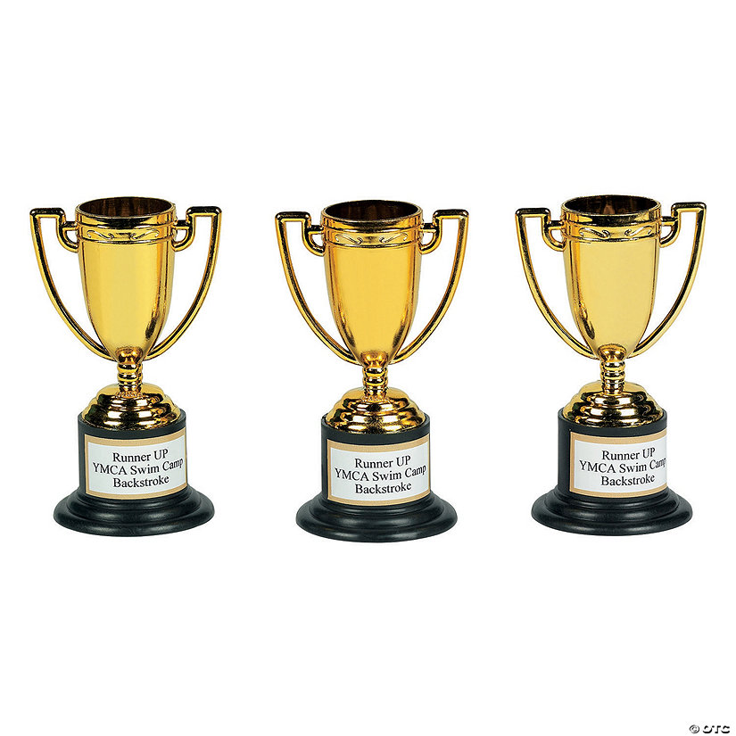 4" Personalized Mini Classic Goldtone Plastic Trophy Cups - 24 Pc. Image Thumbnail
