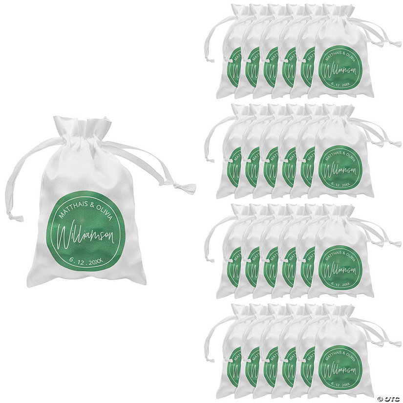 4" x 6" Personalized Mini Last Name Satin Drawstring Bags - 24 Pc. Image