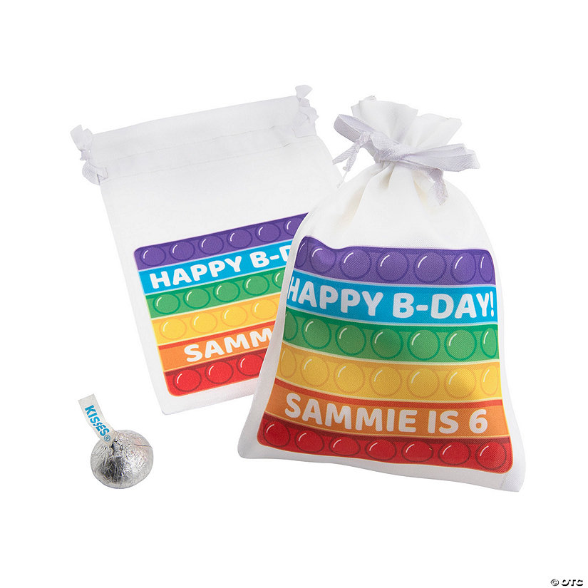 4" x 6" Personalized Mini Lotsa Pops Party Satin Drawstring Bags - 24 Pc. Image Thumbnail