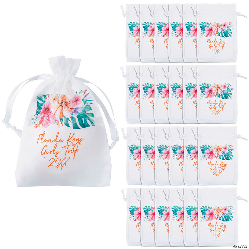 4" x 6" Personalized Mini Luau Elevated Satin Drawstring Bags - 24 Pc. Image