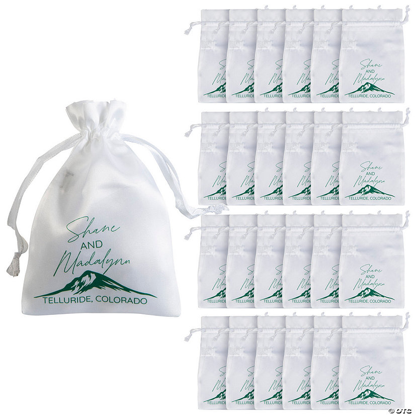 4" x 6" Personalized Mini Mountain Satin Drawstring Bags - 24 Pc. Image