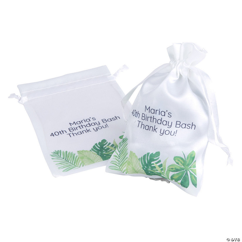 4" x 6" Personalized Mini Tropical Leaves Drawstring Bags &amp;#8211; 24 Pc. Image