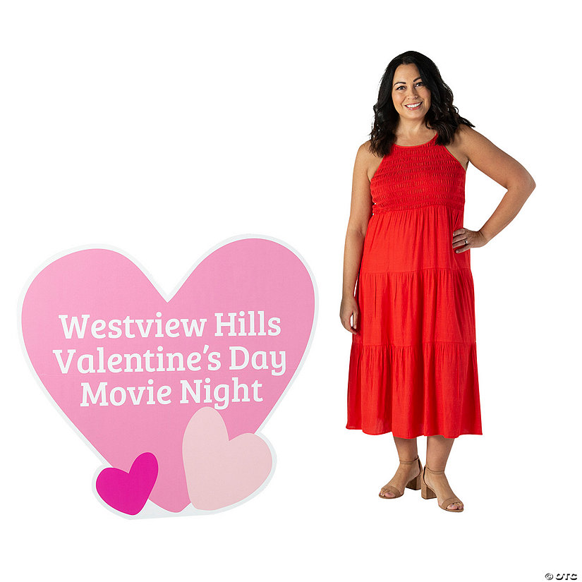 41" Personalized Valentine&#8217;s Day Heart Cardboard Cutout Stand-Up Image Thumbnail