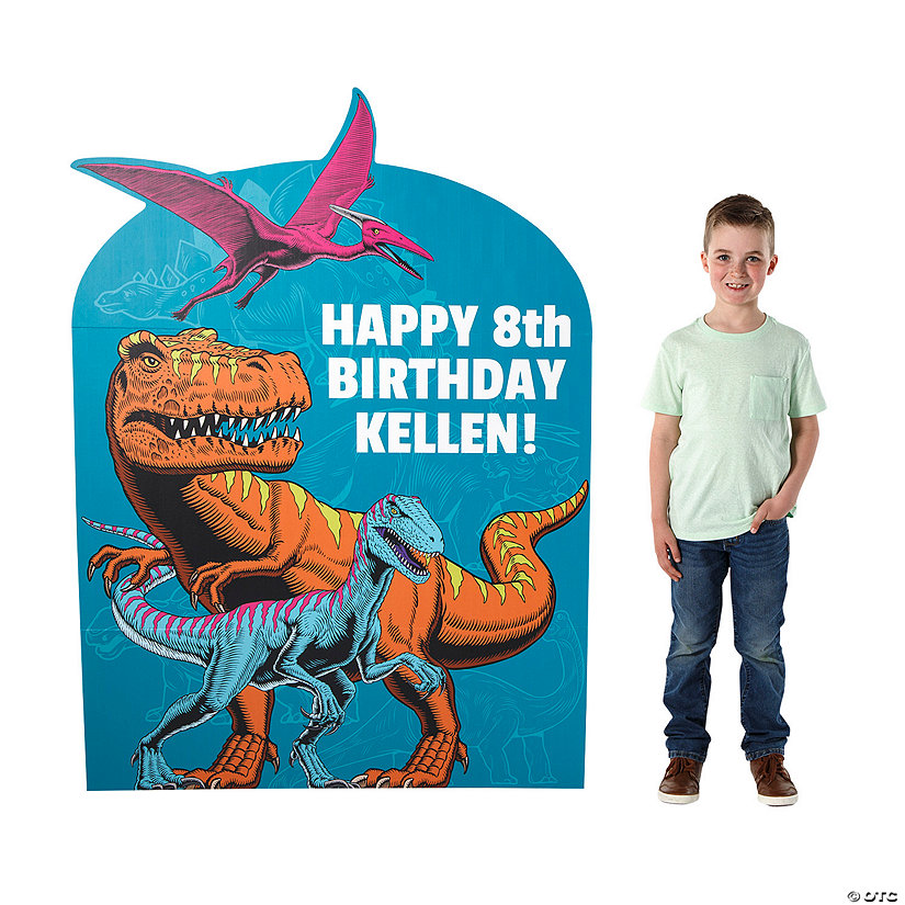 44" x 62 1/4" Personalized Bright Dinosaur Cardboard Stand-up Image Thumbnail