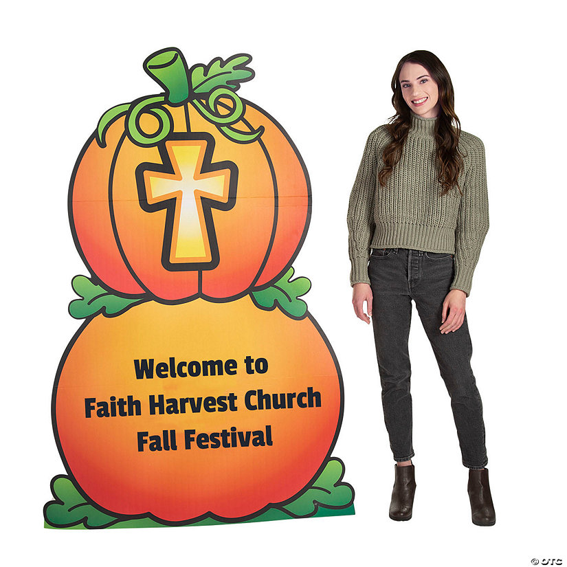 45 1/2" x 5 Ft. 8 1/2" Personalized Christian Pumpkin Cardboard Cutout Stand-Up Image Thumbnail