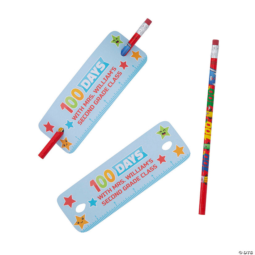 48 Pc. Personalized 100th Day of School Pencils with Card for 24 Image Thumbnail