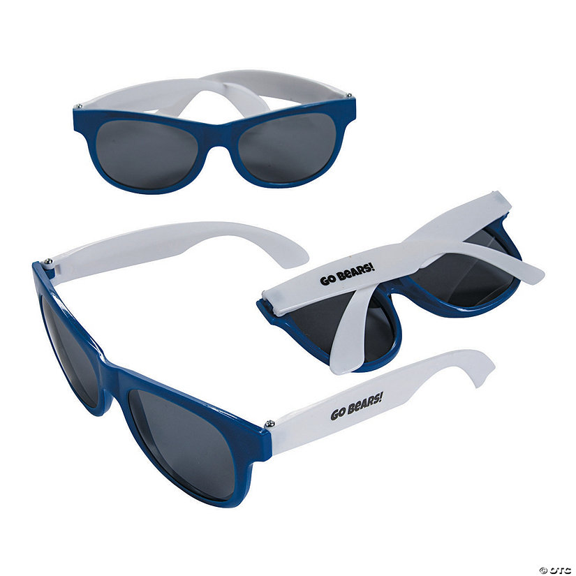 5 1/2" Bulk 48 Pc. Personalized Blue &amp; White Two-Tone Sunglasses Image