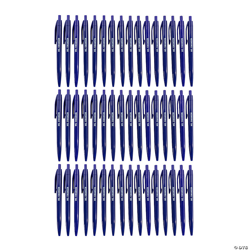 5 1/2" Bulk 48 Pc. Personalized Blue Retractable Plastic Ink Pens Image