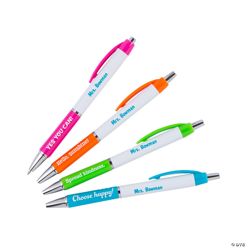 5 1/2" Bulk 48 Pc. Personalized Bright Positive Sayings Plastic Pens Image