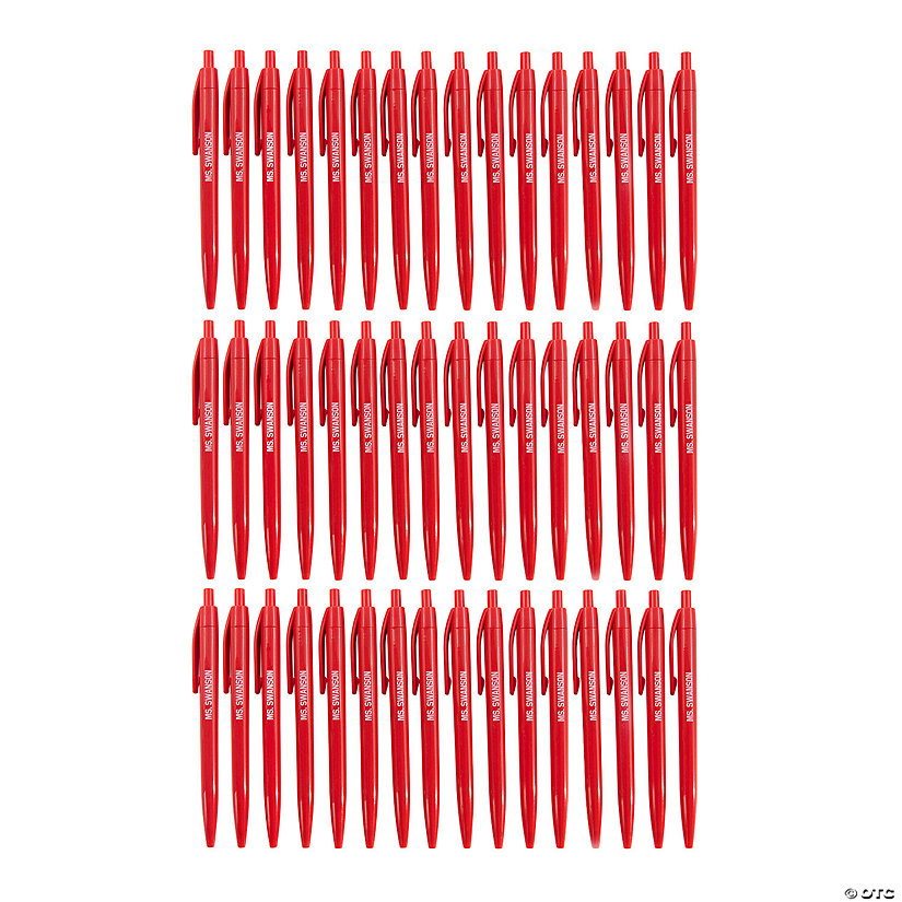 5 1/2" Bulk 48 Pc. Personalized Red Retractable Plastic Pens Image