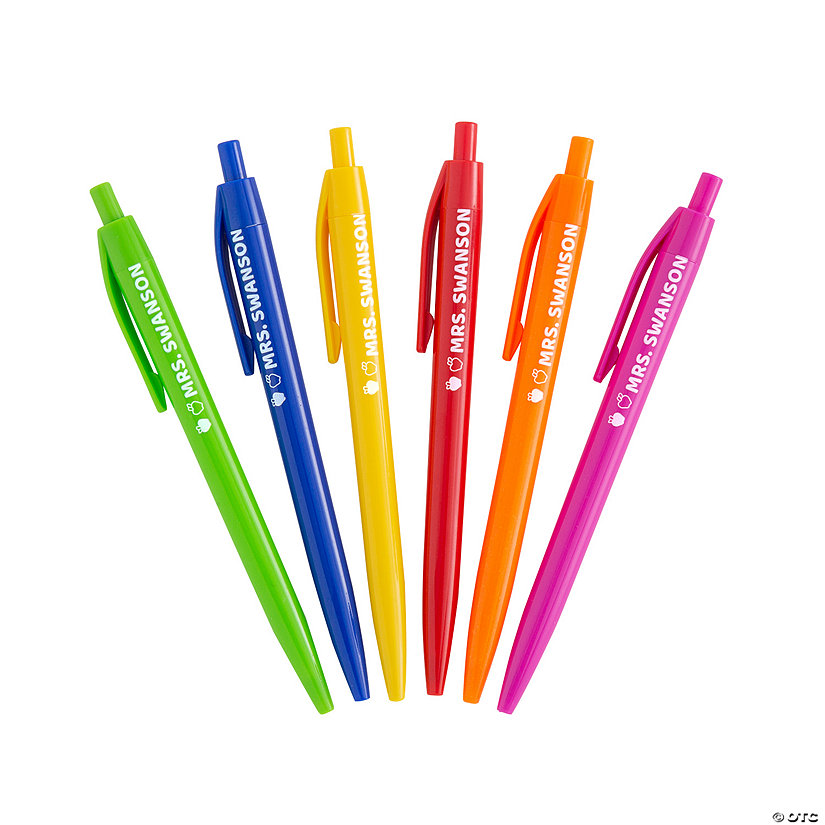 5 1/2" Bulk 48 Pc. Personalized Teacher Name Plastic Retractable Pens Image Thumbnail