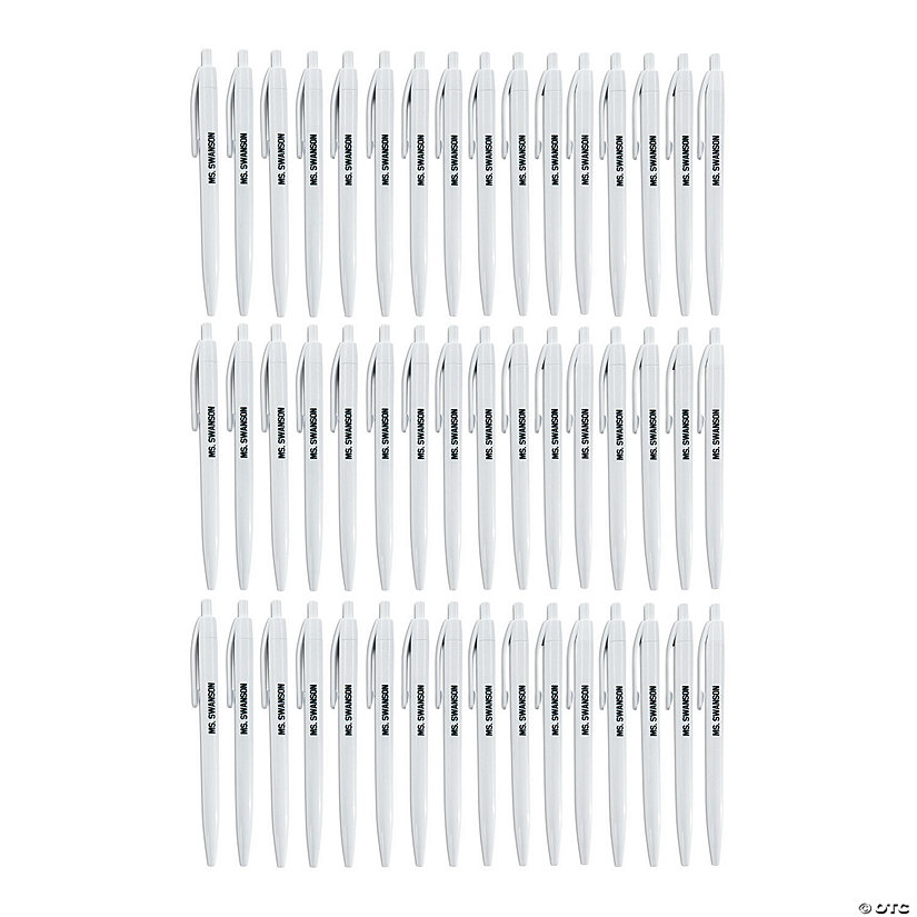5 1/2" Bulk 48 Pc. Personalized White Retractable Plastic Pens Image Thumbnail