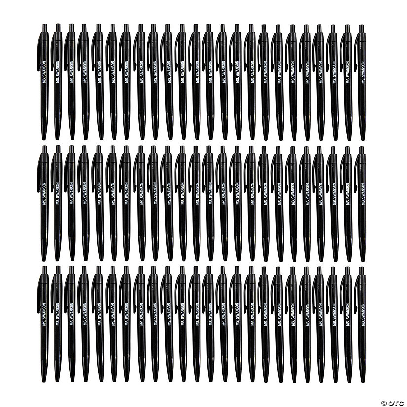 5 1/2" Bulk 72 Pc. Personalized Black Retractable Plastic Pens Image