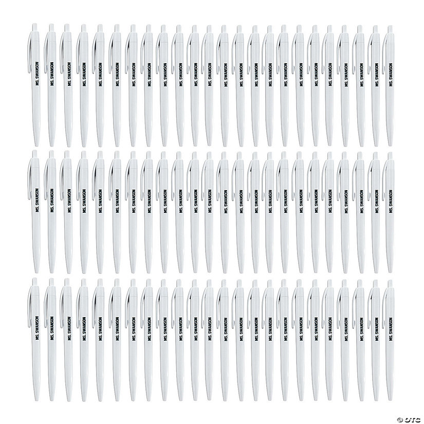 5 1/2" Bulk 72 Pc. Personalized White Retractable Plastic Pens Image Thumbnail