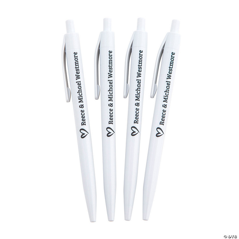 5 1/2" Personalized Black and White Heart Retractable Pens - 24 Pc. Image Thumbnail