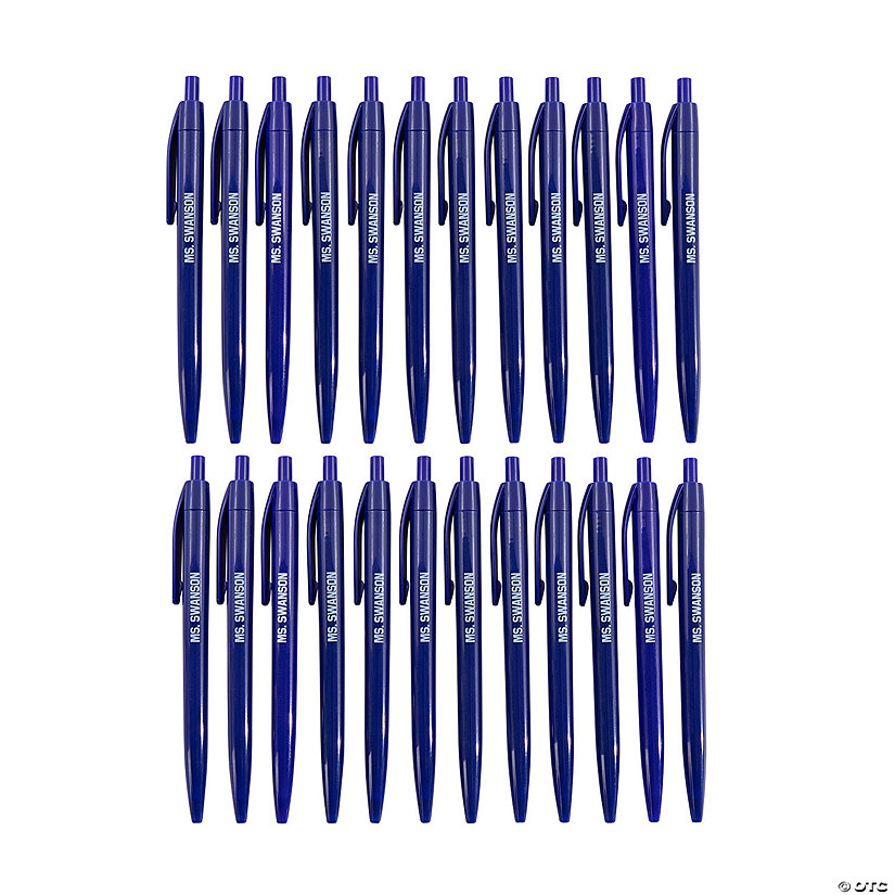 5 1/2" Personalized Blue Plastic Retractable Pens - 24 Pc. Image