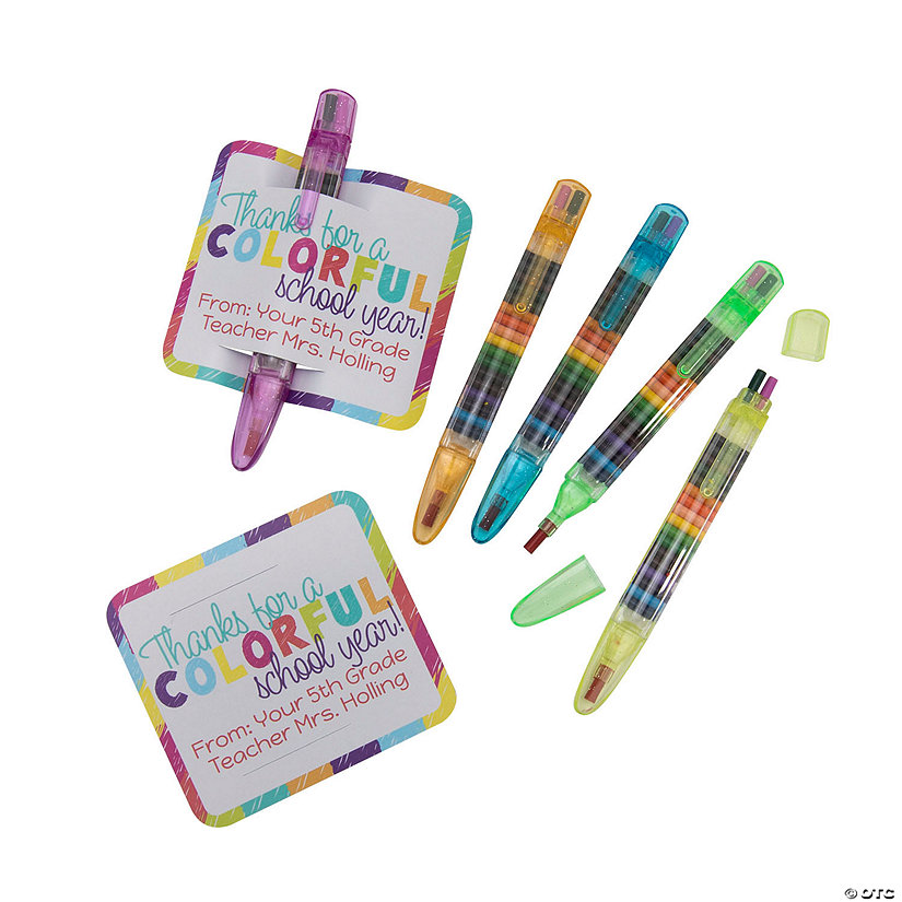 5 1/2" Plastic Stacking Crayon End of Year Handouts with Personalized Card for 24 Image Thumbnail