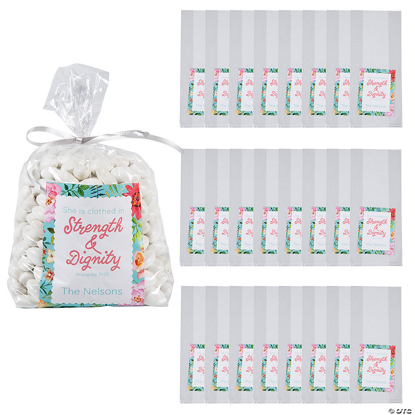 5-1/2" x 11-1/2" Small Personalized Religious Mother&#8217;s Day Cellophane Treat Bags with Twist Ties - 24 Pc. Image