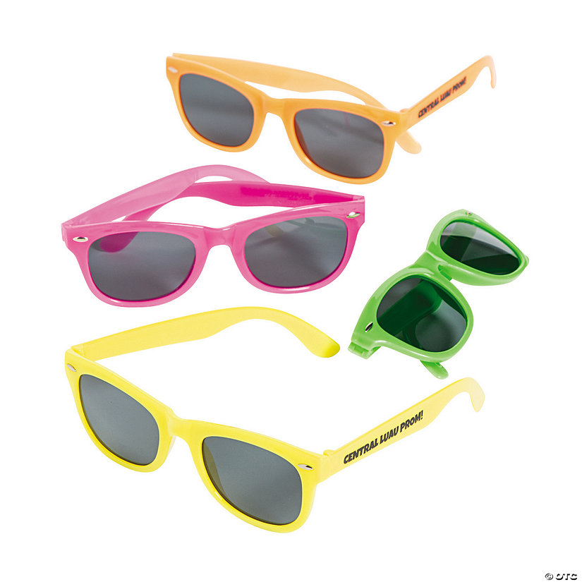 5 1/2" x 2" Bulk 48 Pc. Personalized Neon Plastic Novelty Nomad Sunglasses Image Thumbnail