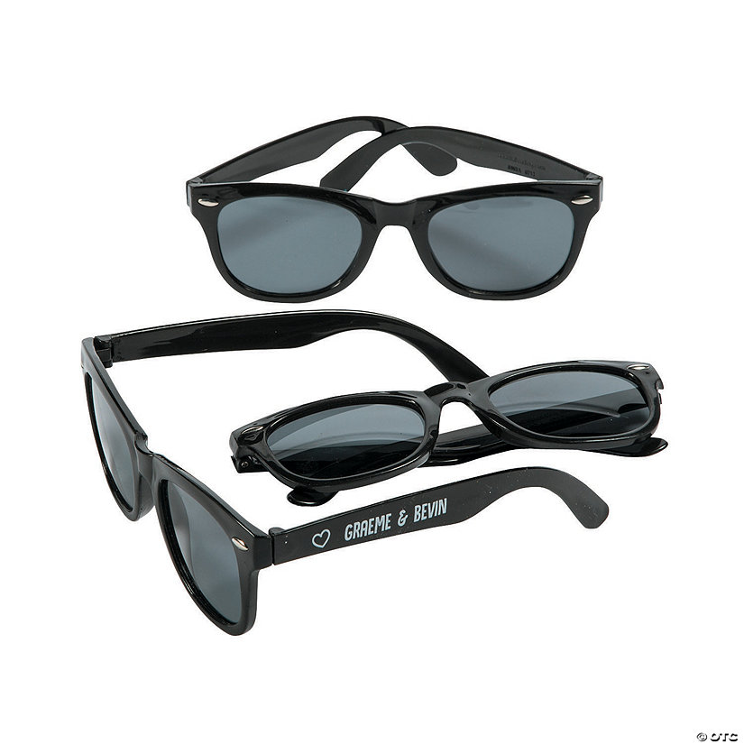 5 1/2" x 5 1/4" Bulk 48 Pc. Personalized Black Nomad Sunglasses Image Thumbnail
