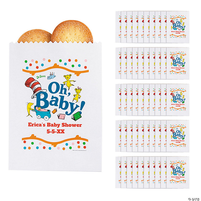 5 1/2" x 8" Bulk 50 Pc. Personalized Dr. Seuss&#8482; Oh Baby Treat Bags Image Thumbnail