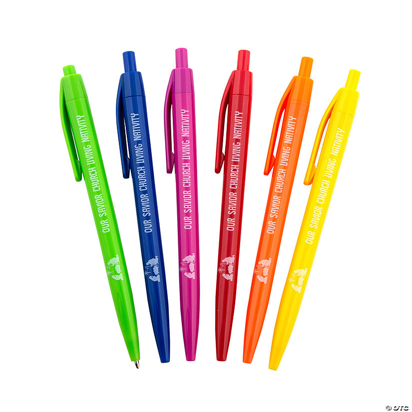 5 1/4" Bulk 48 Pc. Personalized Bright Color Nativity Pens Image