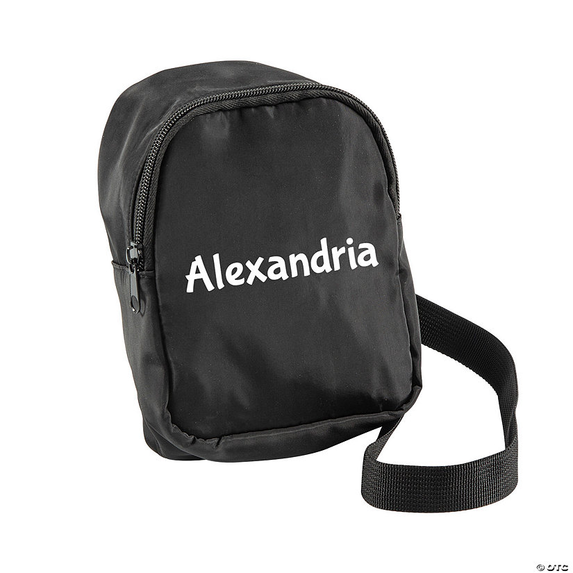 5 1/4" x 6 1/2" Personalized Mini Black Crossbody Polyester Backpack Image Thumbnail