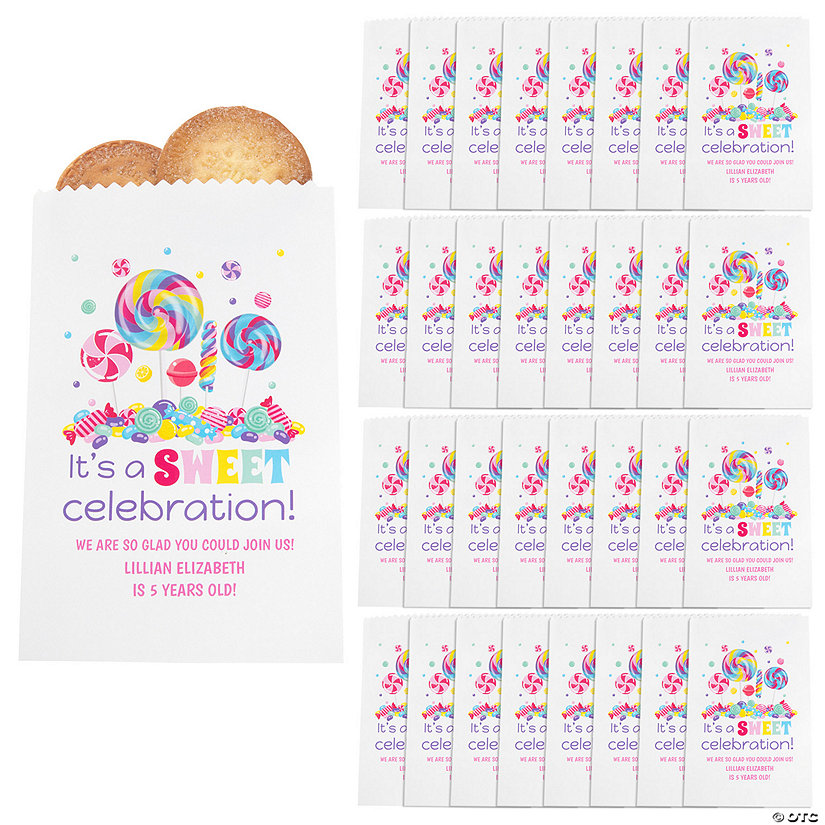 5 3/4" x 8" Bulk 50 Pc. Personalized Candy World Paper Treat Bags Image Thumbnail