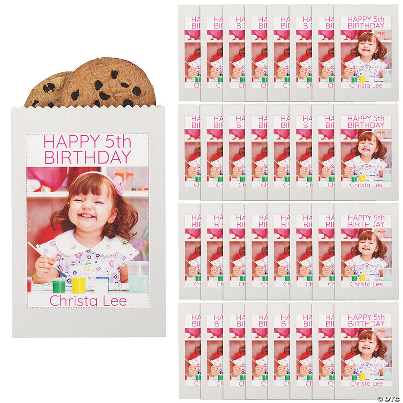 5 3/4" x 8" Bulk 50 Pc. Personalized Custom Photo Paper Treat Bags Image Thumbnail