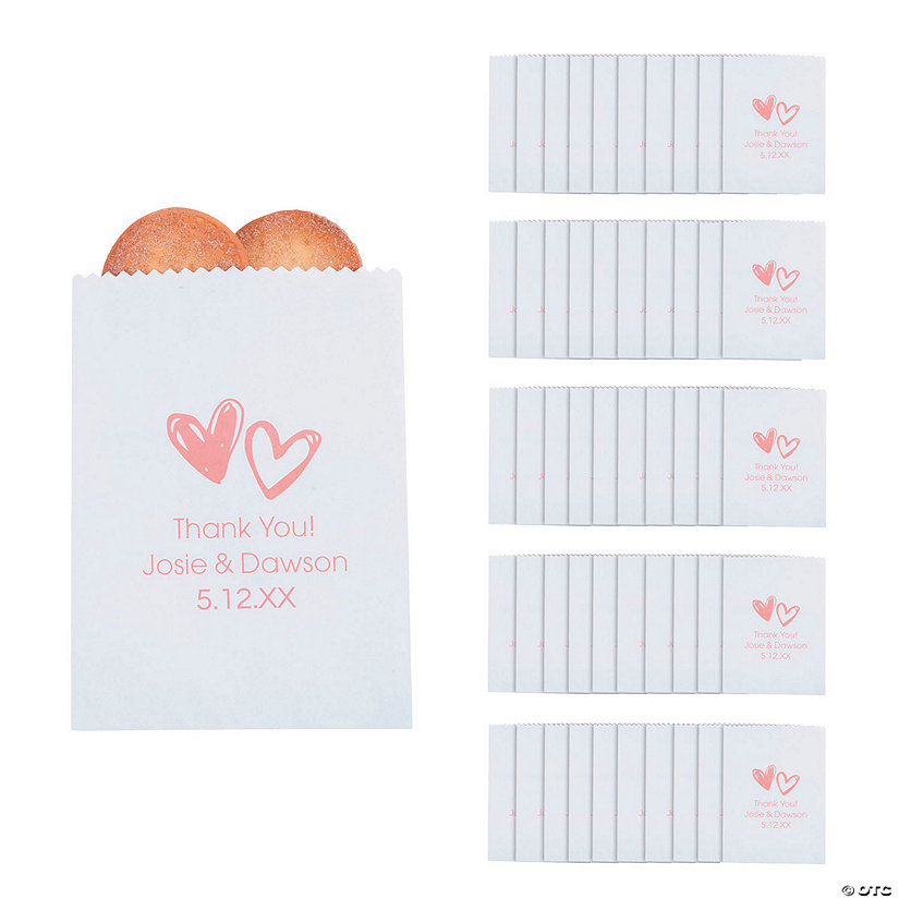 5 3/4" x 8" Bulk 50 Pc. Personalized Mini Hearts Paper Treat Bags Image Thumbnail