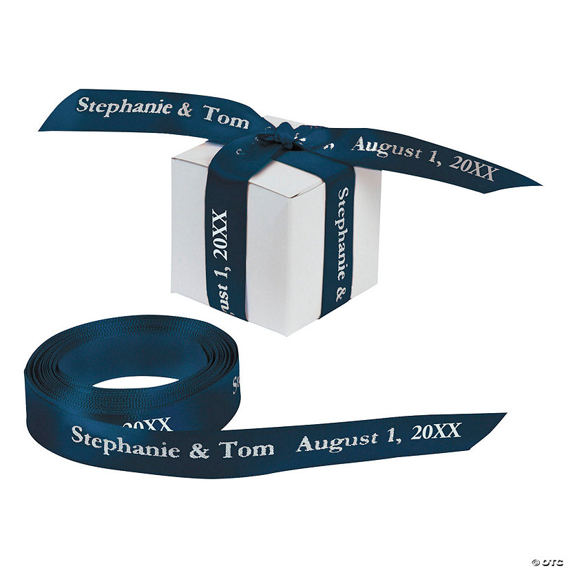 5/8" - Navy Satin Personalized Ribbon - 25 ft. Image