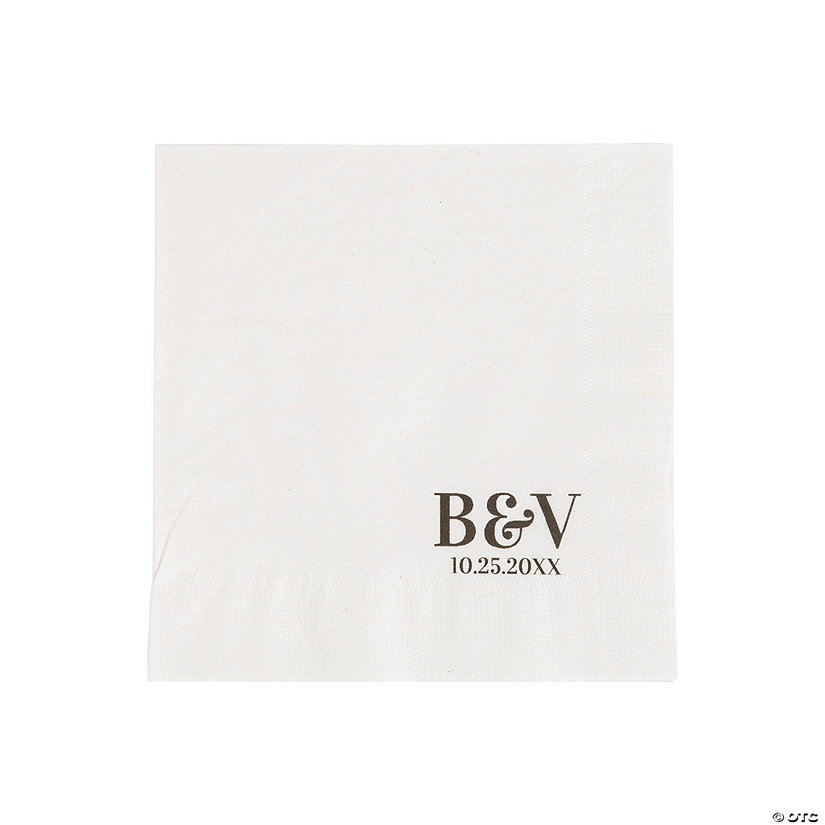 5" Bulk 50 Ct. Personalized Monogram Elegance Beverage Napkins Image