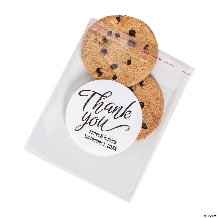 5" x 5" Bulk 144 Pc. Personalized Thank You Clear Plastic Cookie Bags Image Thumbnail