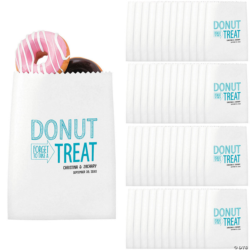 5" x 7" Bulk 50 Pc. Personalized White Donut Paper Treat Bags Image Thumbnail