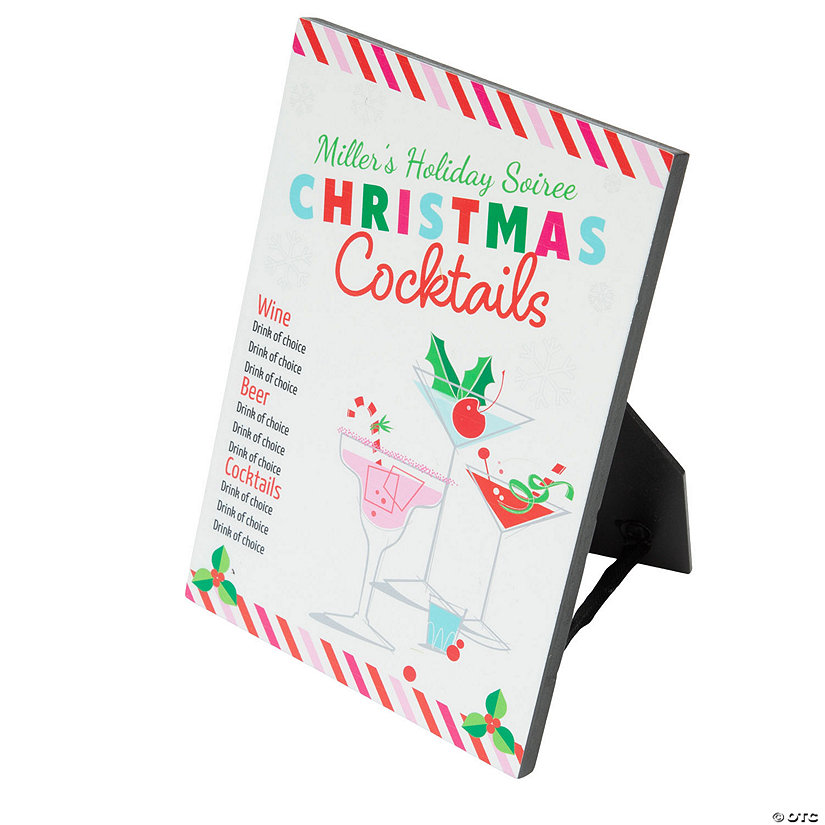5" x 7" Personalized Christmas-Themed Wooden Drinks Menu Image