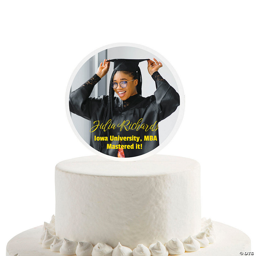 5" x 8" Custom Photo Graduation Round Acrylic Cake Topper Image Thumbnail
