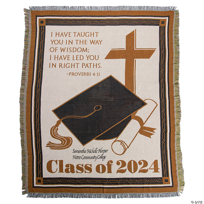 50" x 5 Ft. Personalized 2024 Religious Graduation Proverbs 4:11 Polyester Throw Image Thumbnail