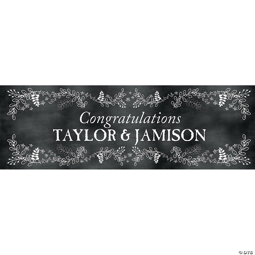 52&quot; x 17&quot; Chalkboard Floral Custom Banner - Small Image