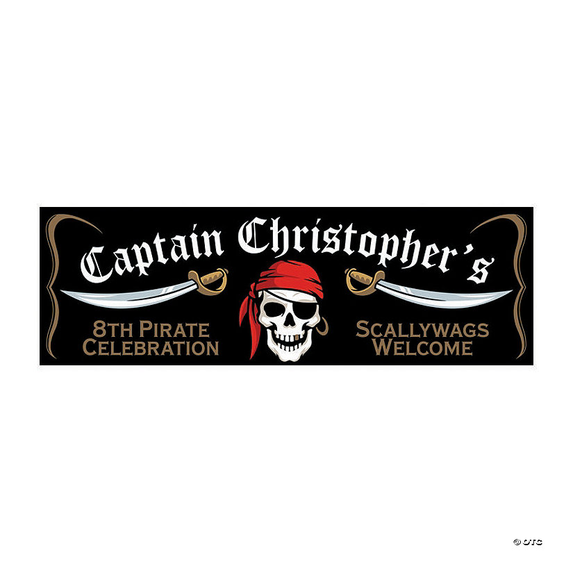 52" x 17" Grinning Pirate Custom Banner - Small Image
