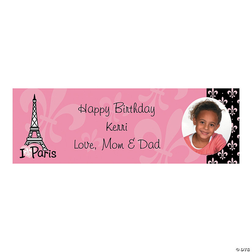 52&quot; x 17&quot; Perfectly Paris Party Photo Custom Banner - Small Image Thumbnail