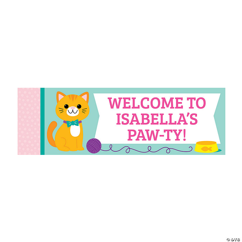 52" x 17" Personalized Cat Banner - Small Image