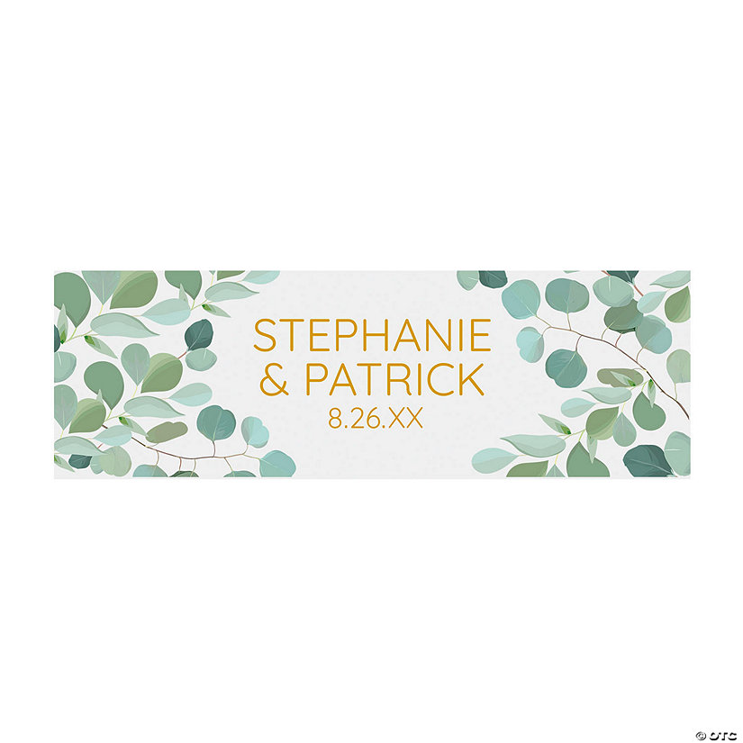 52" x 17" Personalized Eucalyptus Wedding Banner - Small Image