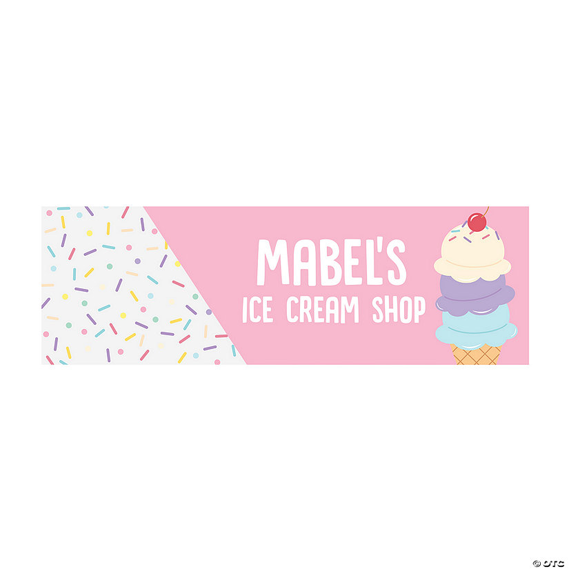 52" x 17" Personalized Ice Cream Banner - Small Image