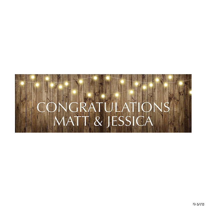 52" x 17" Personalized Rustic Wedding Banner - Small Image