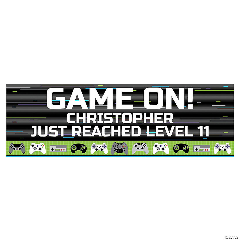 52" x 17" Personalized Video Game Vinyl Banner - Small Image