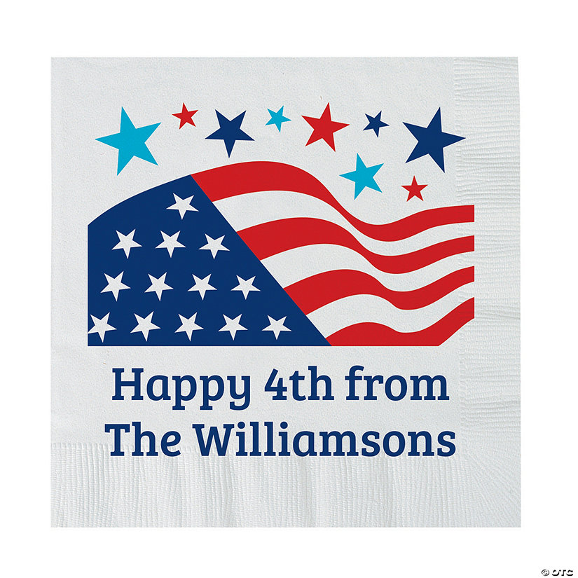 6 1/2" Bulk 50 Ct. Personalized Patriotic American Flag Luncheon Napkins Image Thumbnail