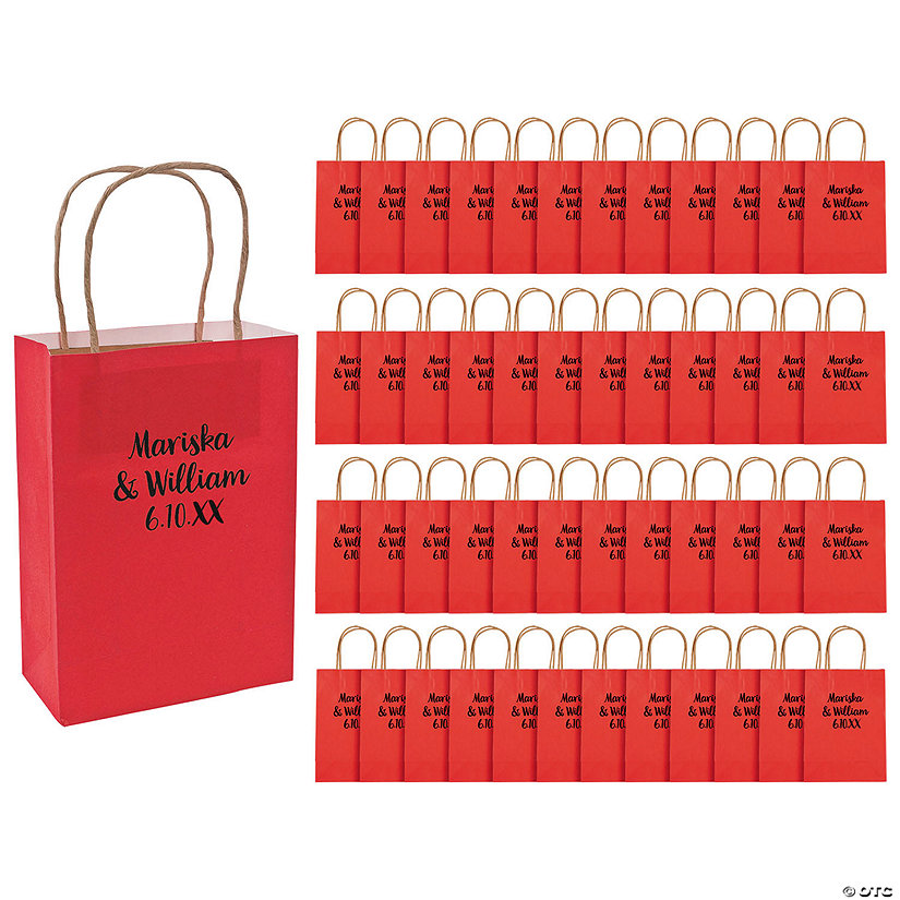 6 1/2" x 9" Bulk 72 Pc. Personalized Medium Red Kraft Paper Gift Bags Image