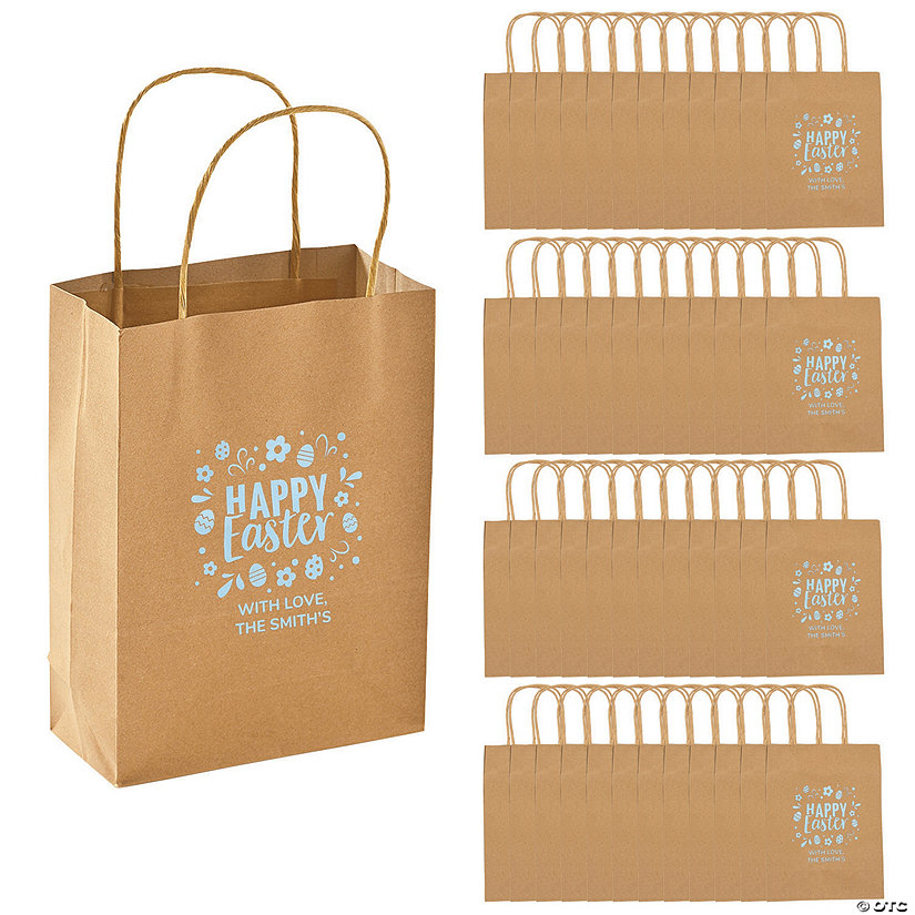 6 1/2" x 9" Bulk Medium Personalized Easter Paper Gift Bags 48 Pc